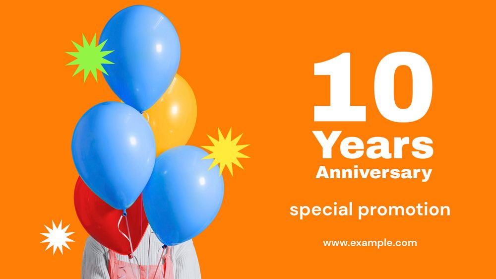 Anniversary promotion blog banner template, customizable design