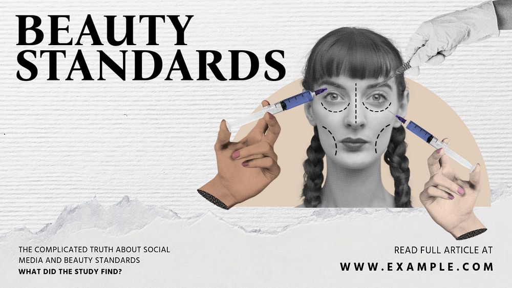 Beauty standards blog banner template, editable collage remix