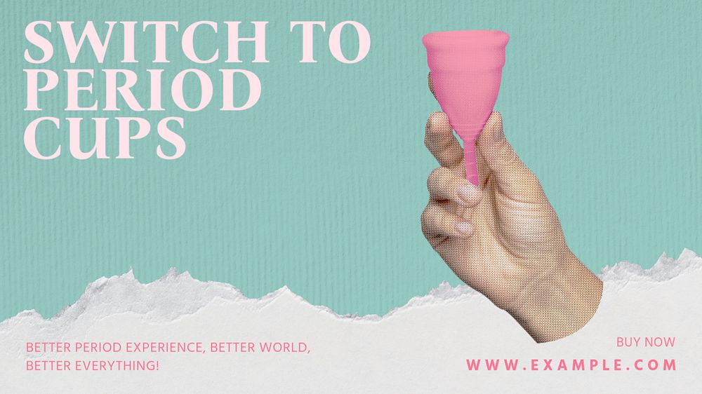 Menstrual cup blog banner template, editable collage remix