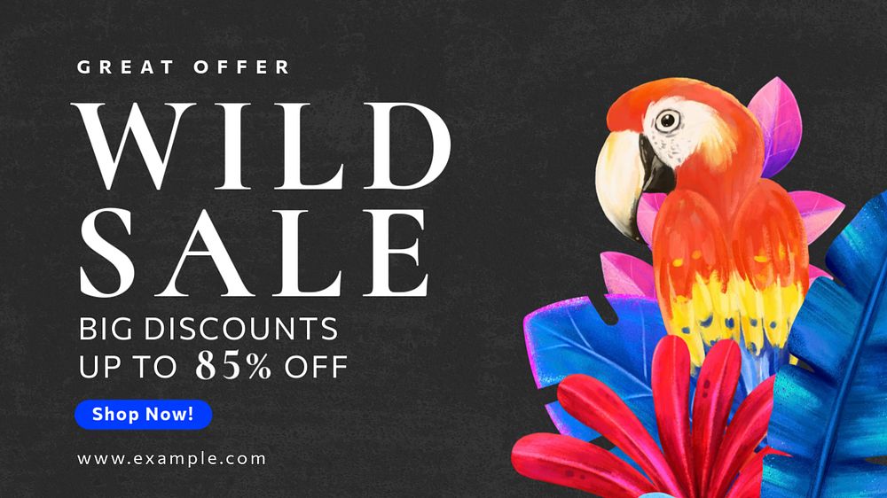 Shop discount blog banner template, editable hand-drawn nature