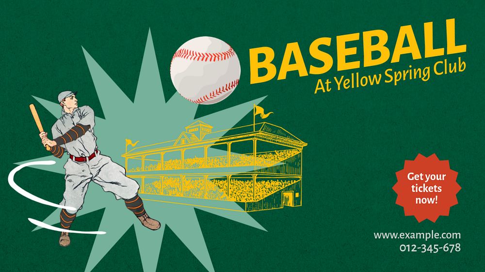 Baseball game blog banner template, editable collage remix