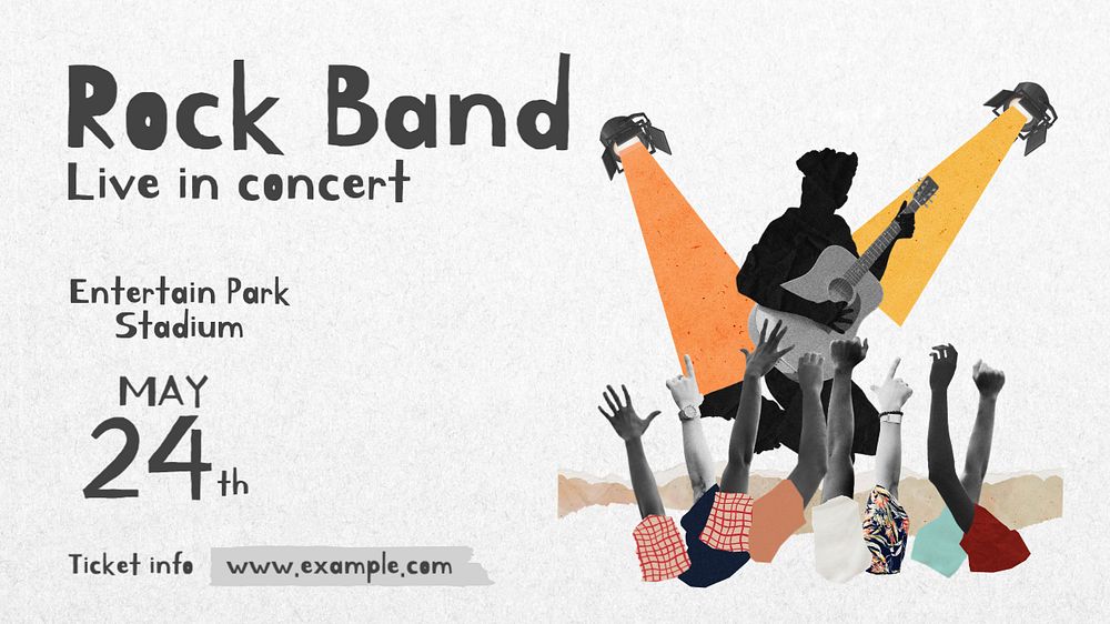 Music concert blog banner template, editable collage remix