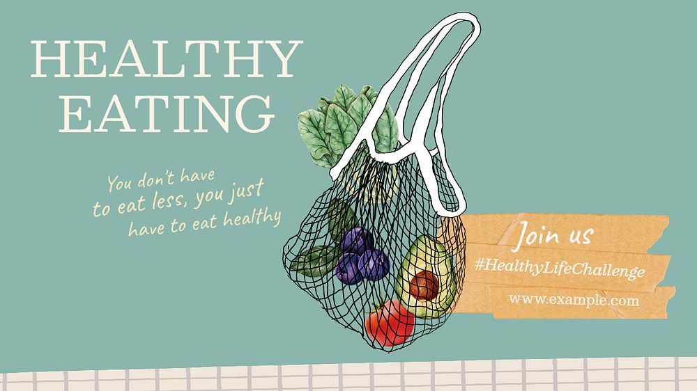 Healthy eating blog banner template, editable collage remix