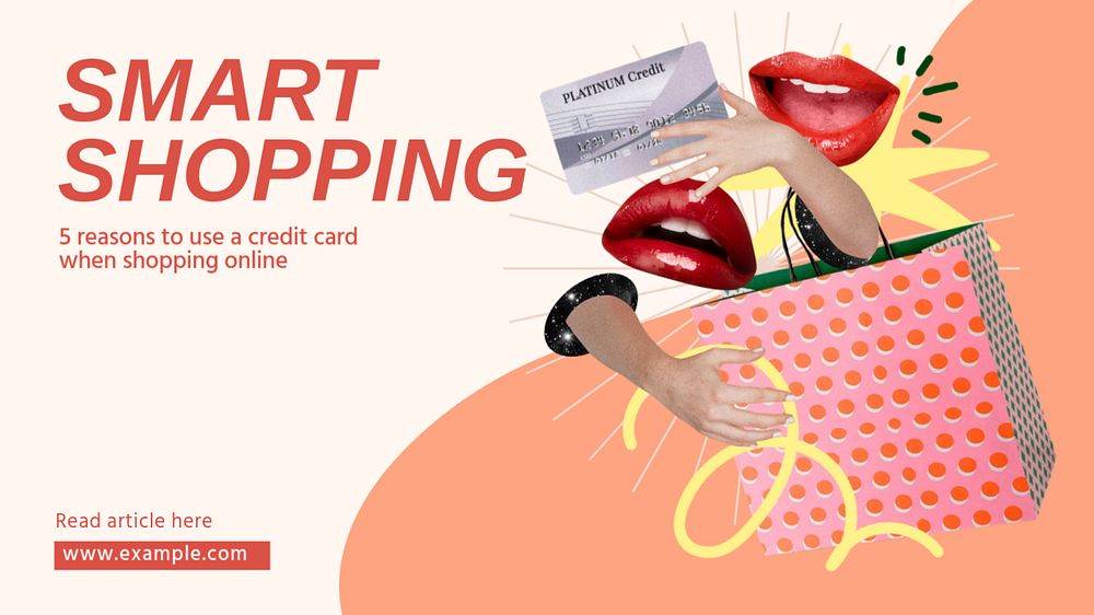 Shopping online blog banner template, editable collage remix