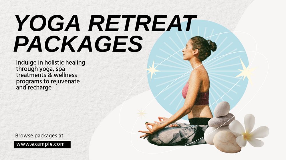 Yoga retreat blog banner template, editable collage remix