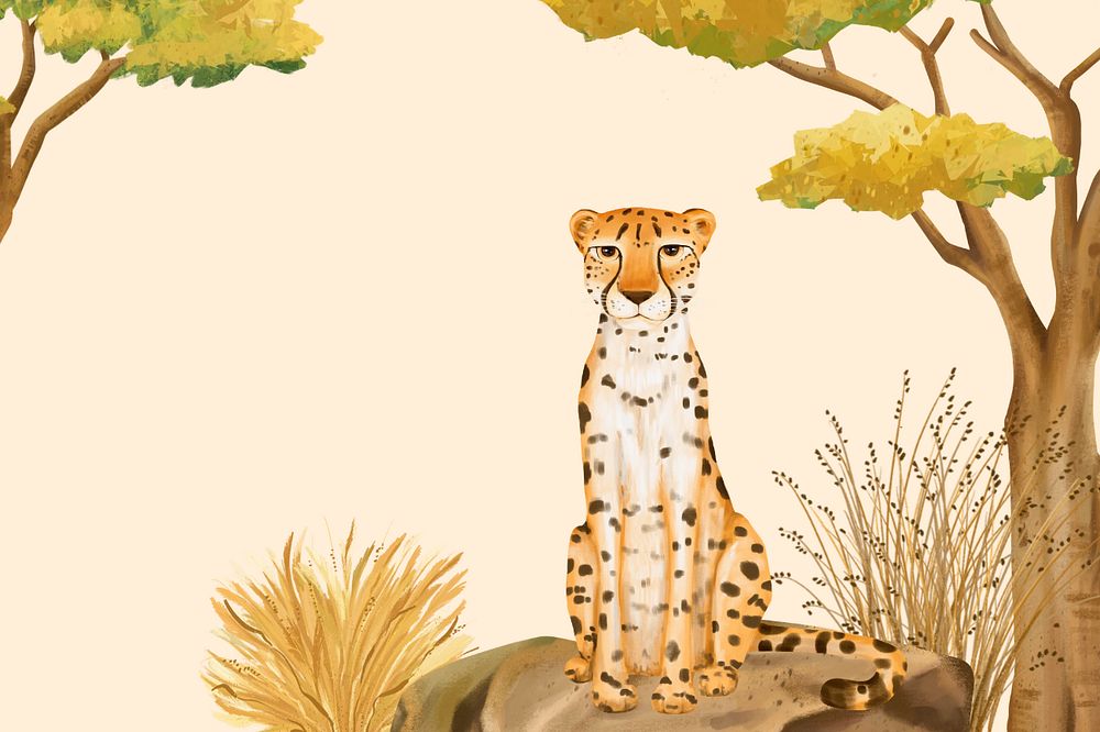 Hand drawn cheetah background, editable nature