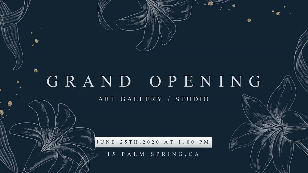 Grand opening blog banner template, editable floral design