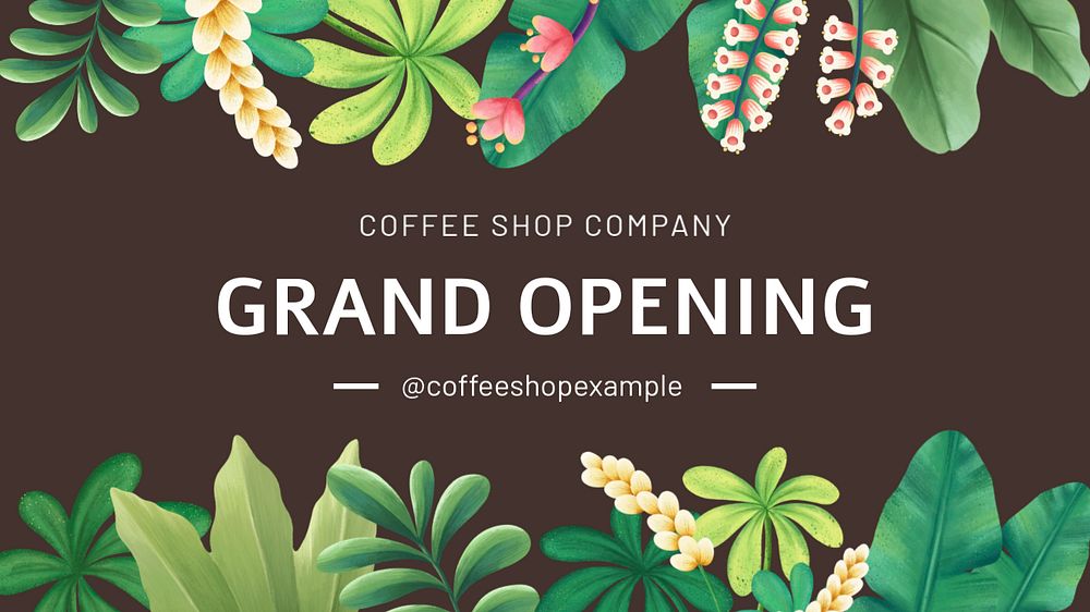 Grand opening blog banner template, editable hand-drawn nature