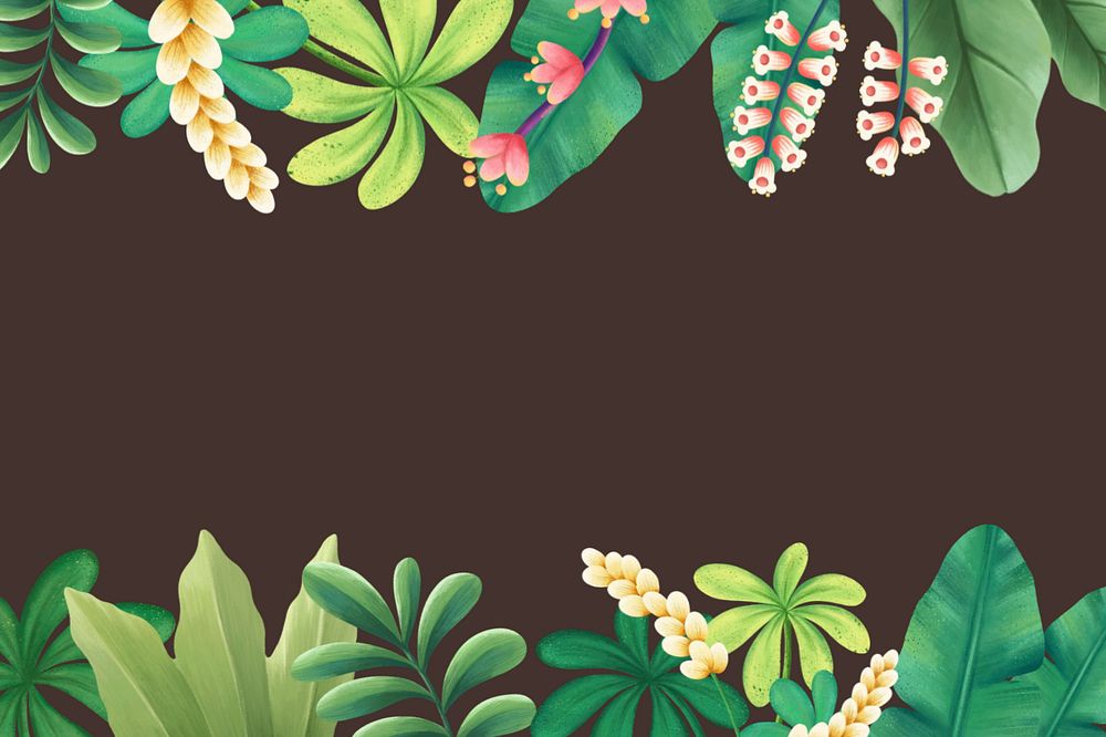 Hand-drawn tropical border, editable nature remix