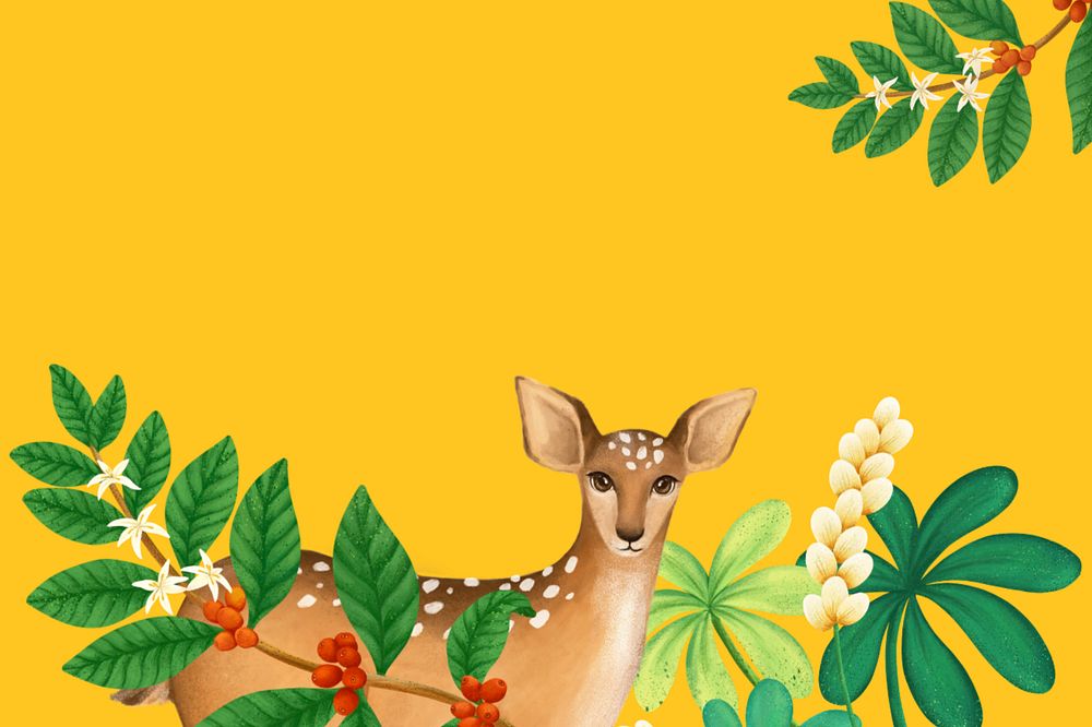 Editable deer border, hand-drawn nature remix