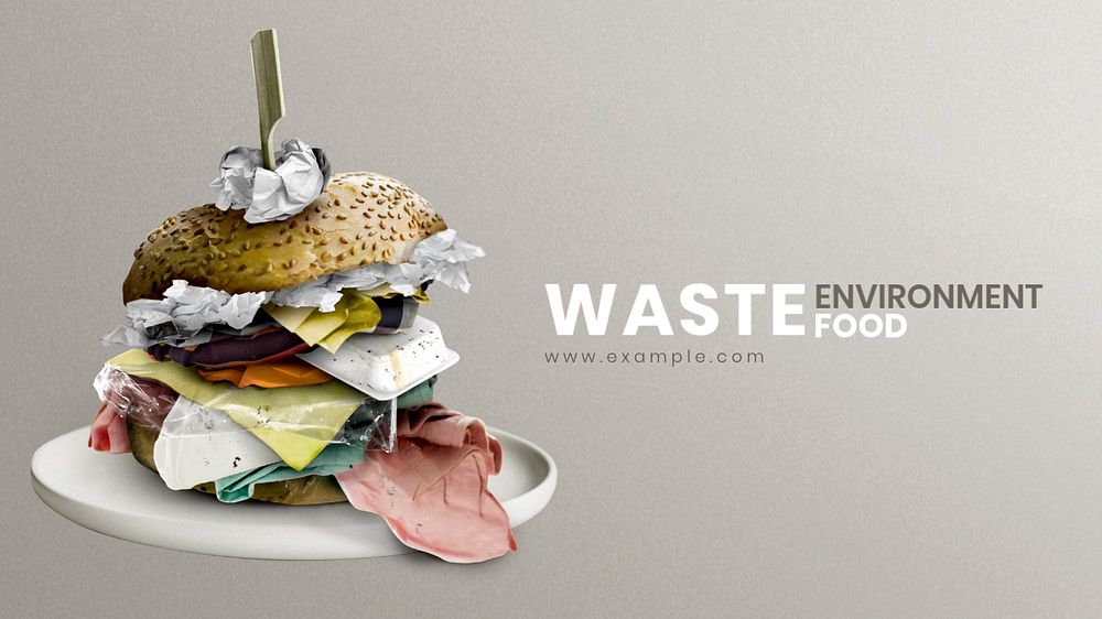 Food waste blog banner template, sustainability campaign with editable text