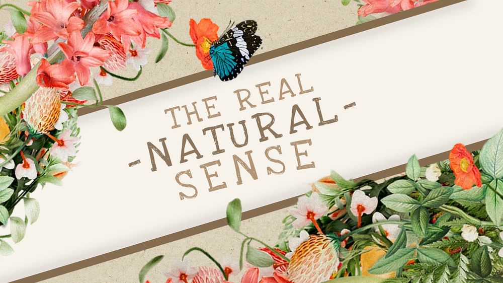 Natural flowers blog banner template, editable text