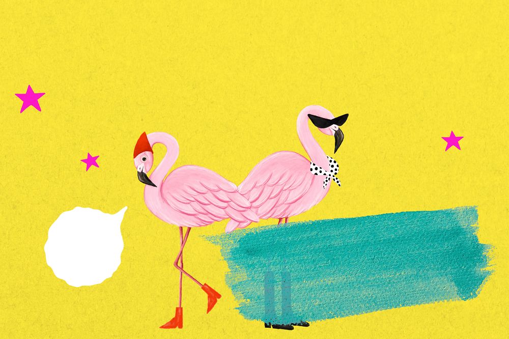 Editable hand-drawn flamingos background