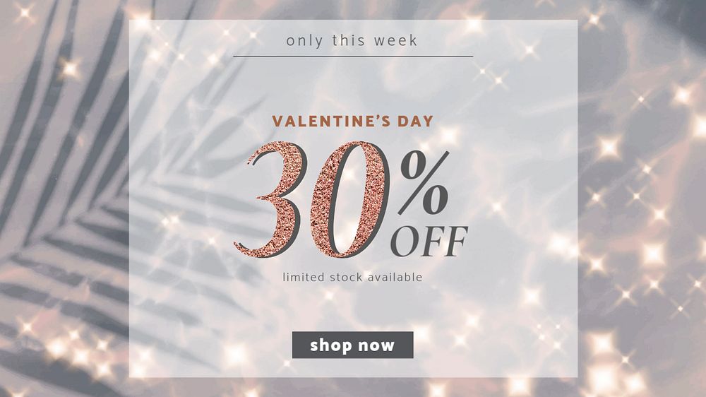 Valentine's day sale blog banner template, editable ad