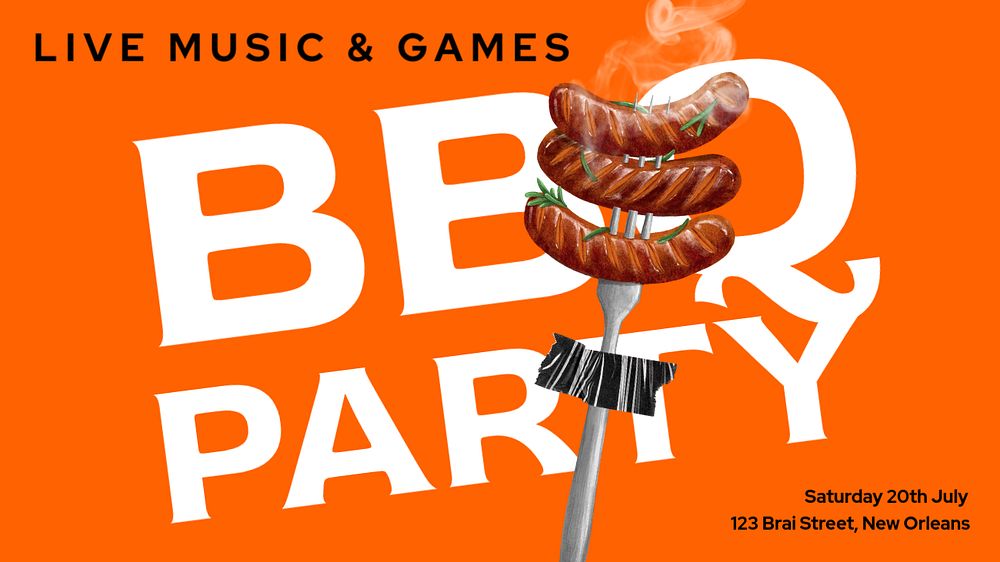 BBQ party PowerPoint presentation template, editable design