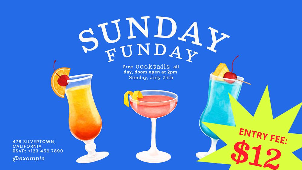 Cocktail Sunday PowerPoint presentation template, editable design