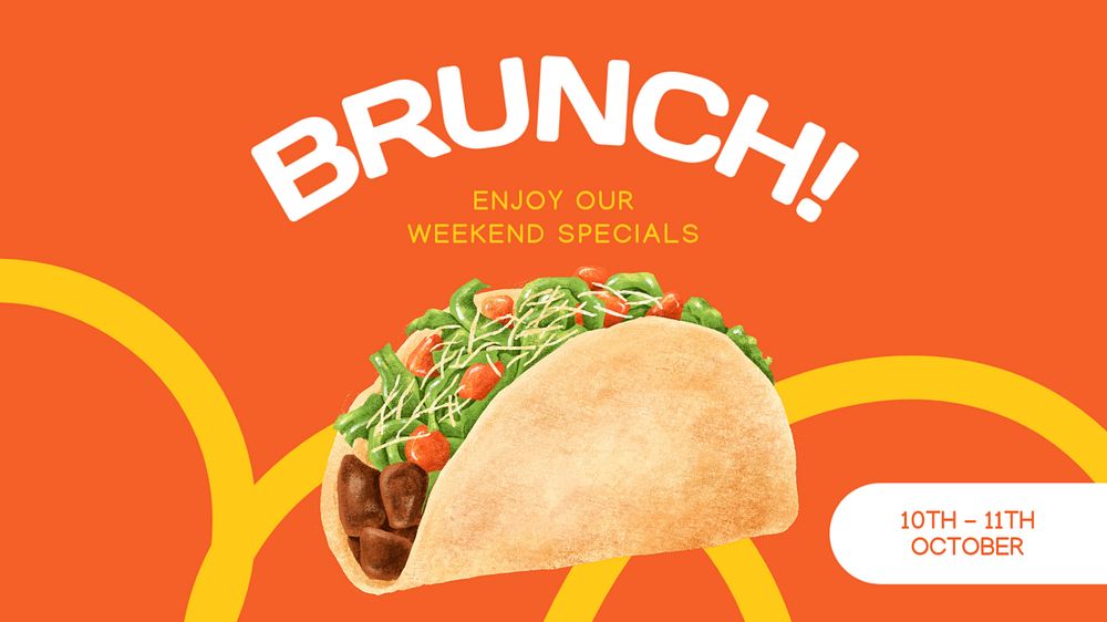 Taco brunch blog banner template, editable design