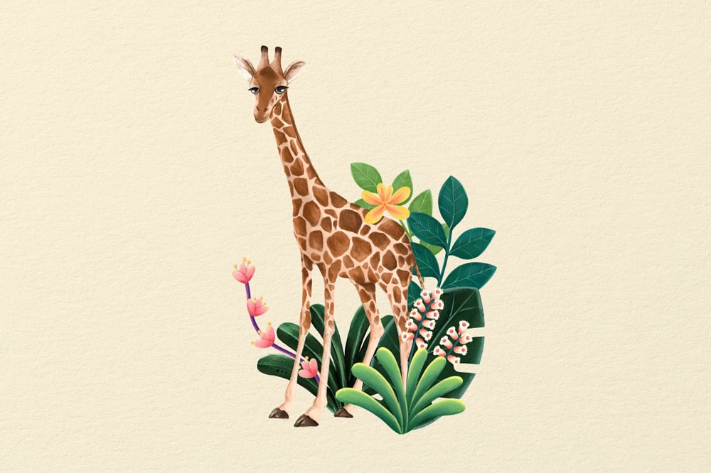 Editable hand-drawn giraffe background