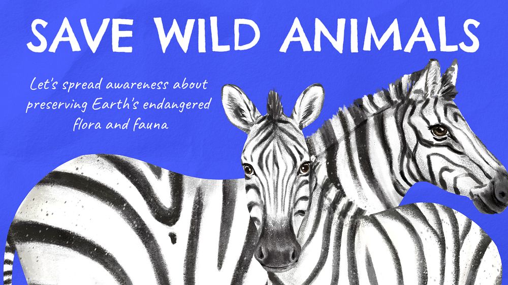 Save wildlife blog banner template, editable hand-drawn nature