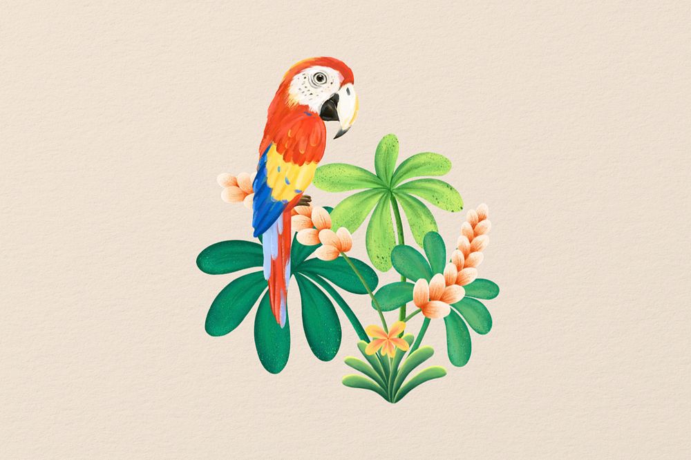 Editable parrot, hand-drawn wild bird design