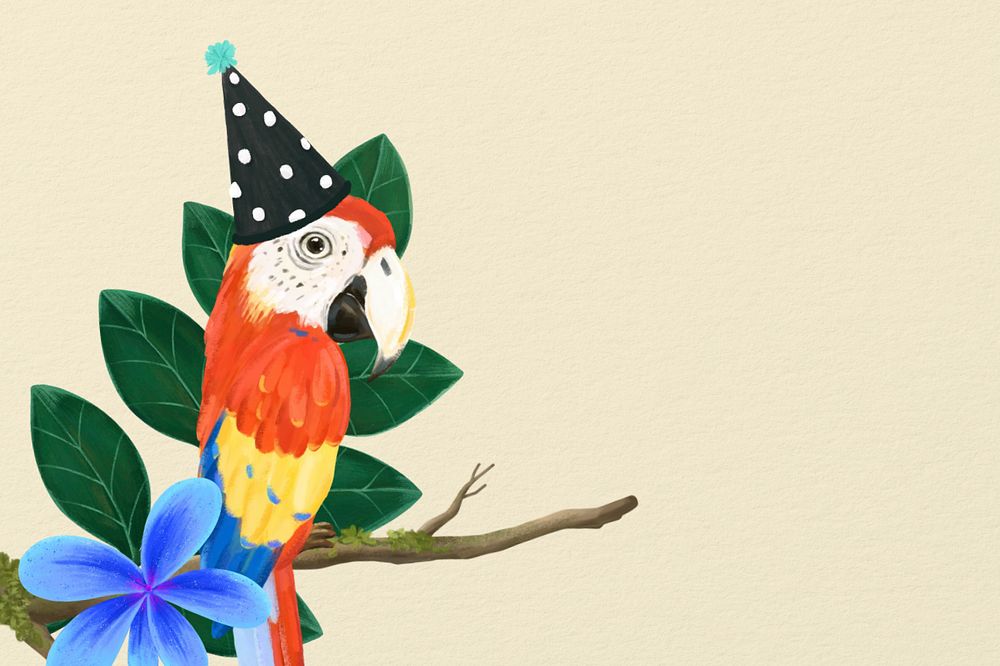 Hand-drawn festive parrot, editable wild animal