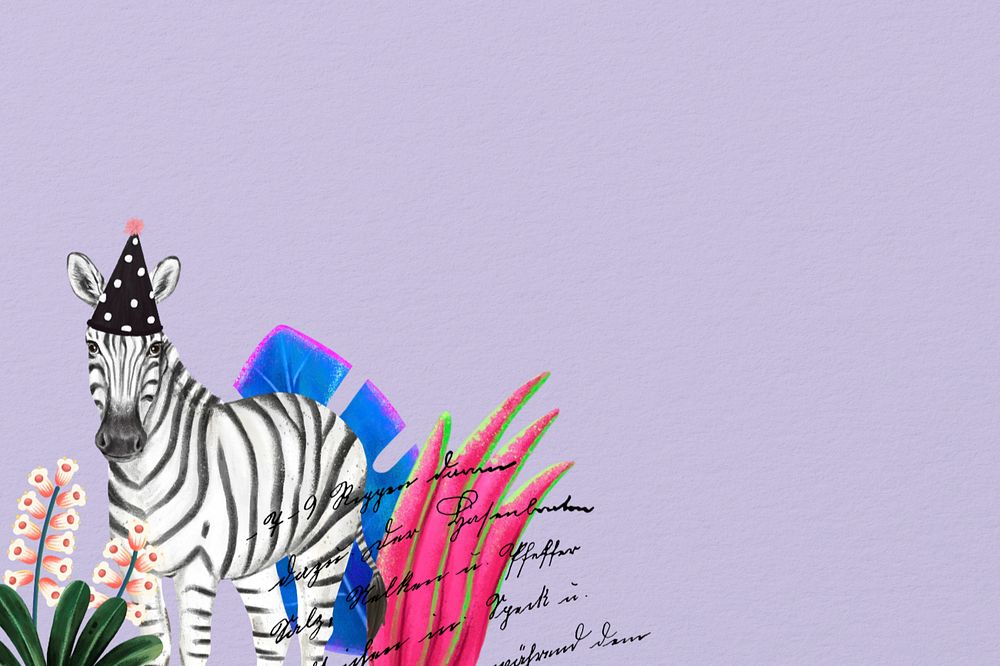 Festive zebra, editable hand-drawn wildlife design