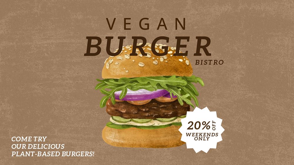 Vegan burger blog banner template, editable design