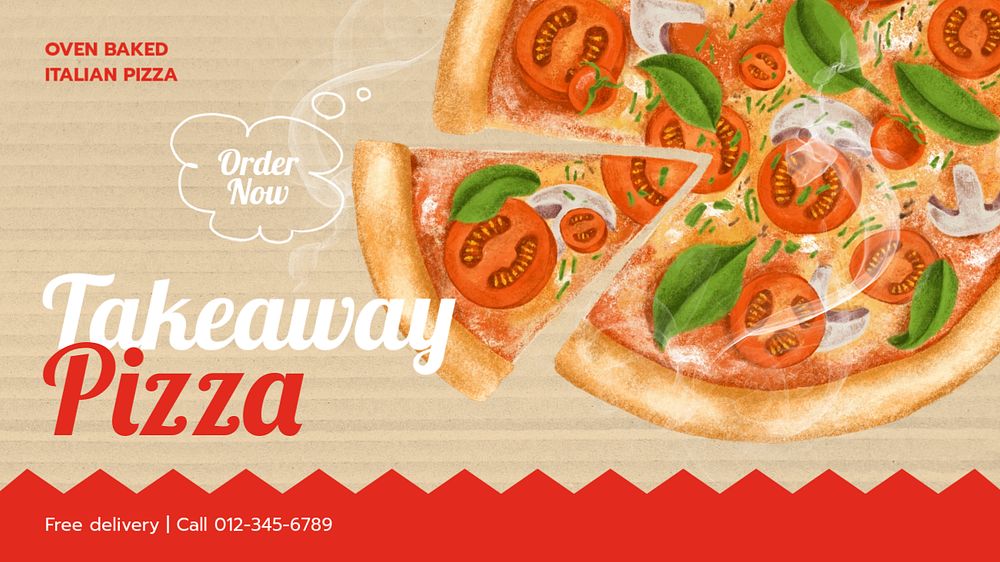 Takeaway pizza blog banner template, editable design