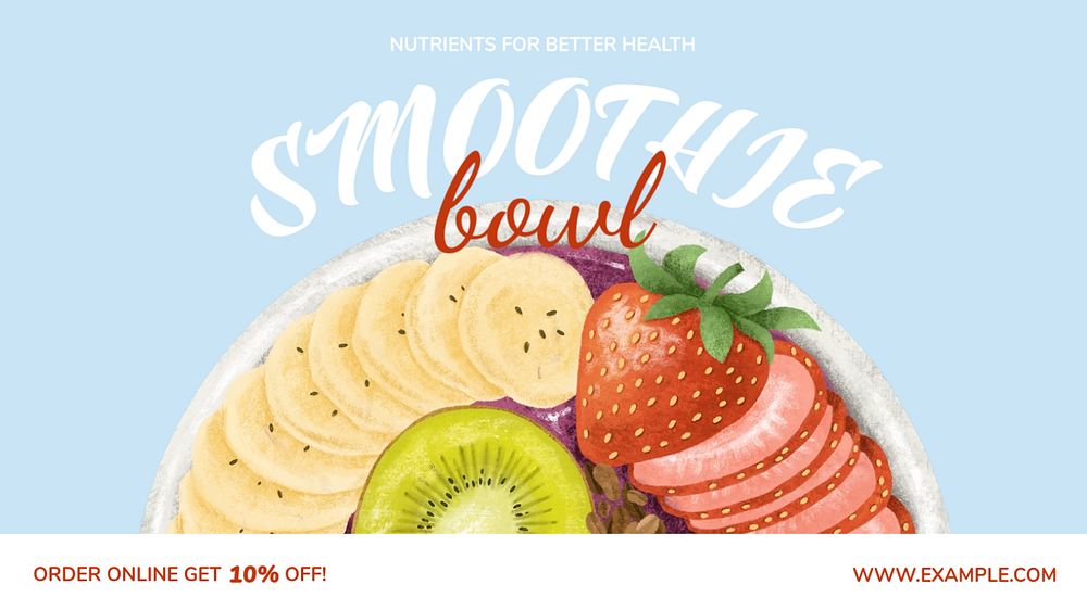 Smoothie bowl blog banner template, editable design