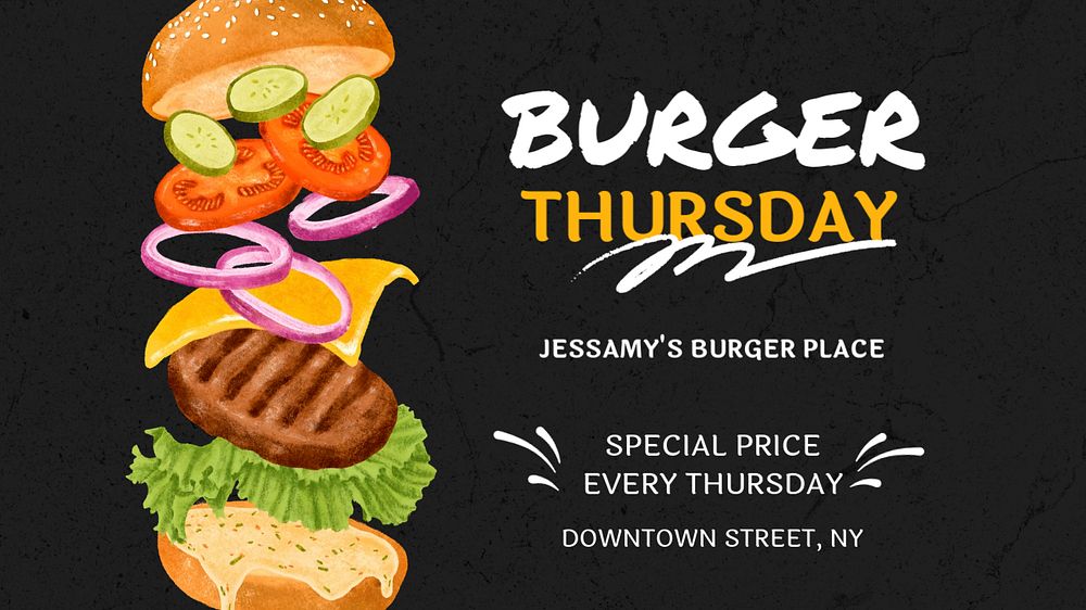 Burger Thursday blog banner template, editable design