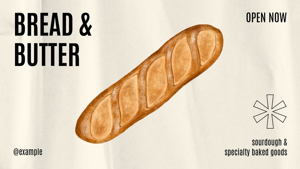 French baguette Facebook cover template, editable design