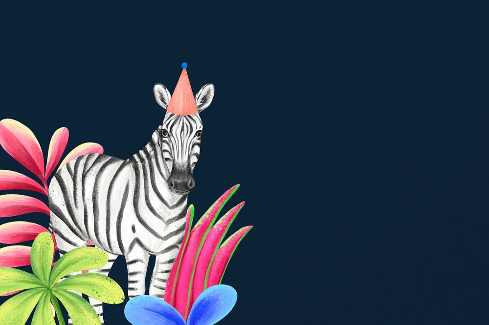 Hand-drawn party zebra, editable wild animal design