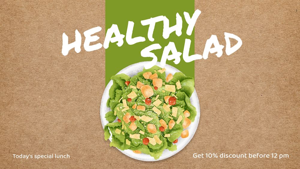 Healthy salad YouTube thumbnail template, editable design