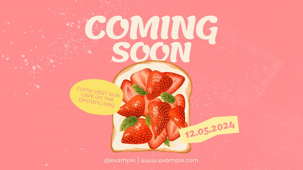 Strawberry toast blog banner template, editable design