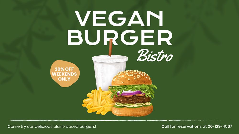 Vegan burger blog banner template, editable design