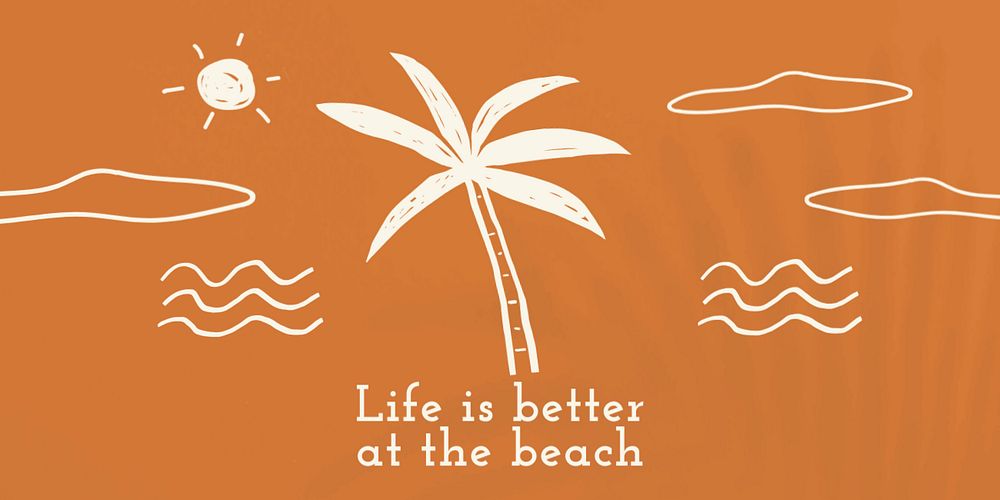 Summer beach Twitter post template, editable design