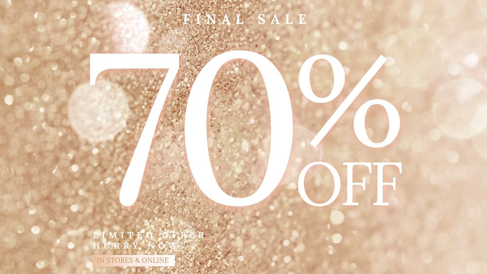 Gold sale blog banner template, editable ad