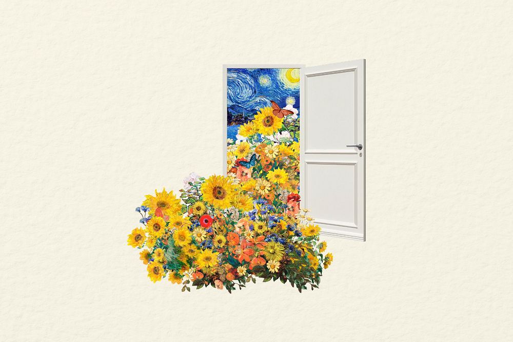 Dreamscape flower door background, surrealism style