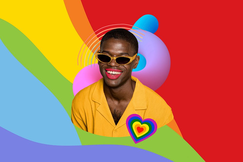 Colorful pride month background, African American man design