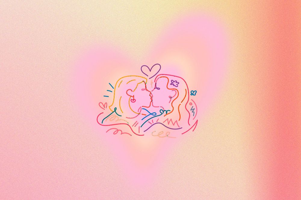 Aesthetic lesbian love background, colorful design