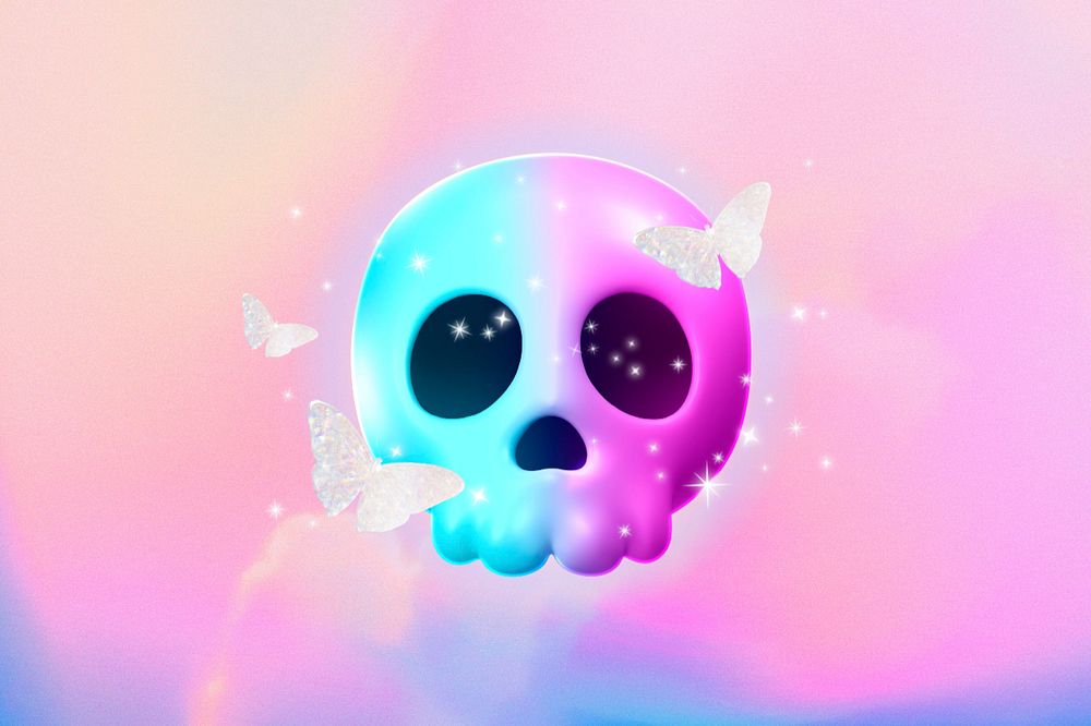 Aesthetic pink Halloween background, skull design