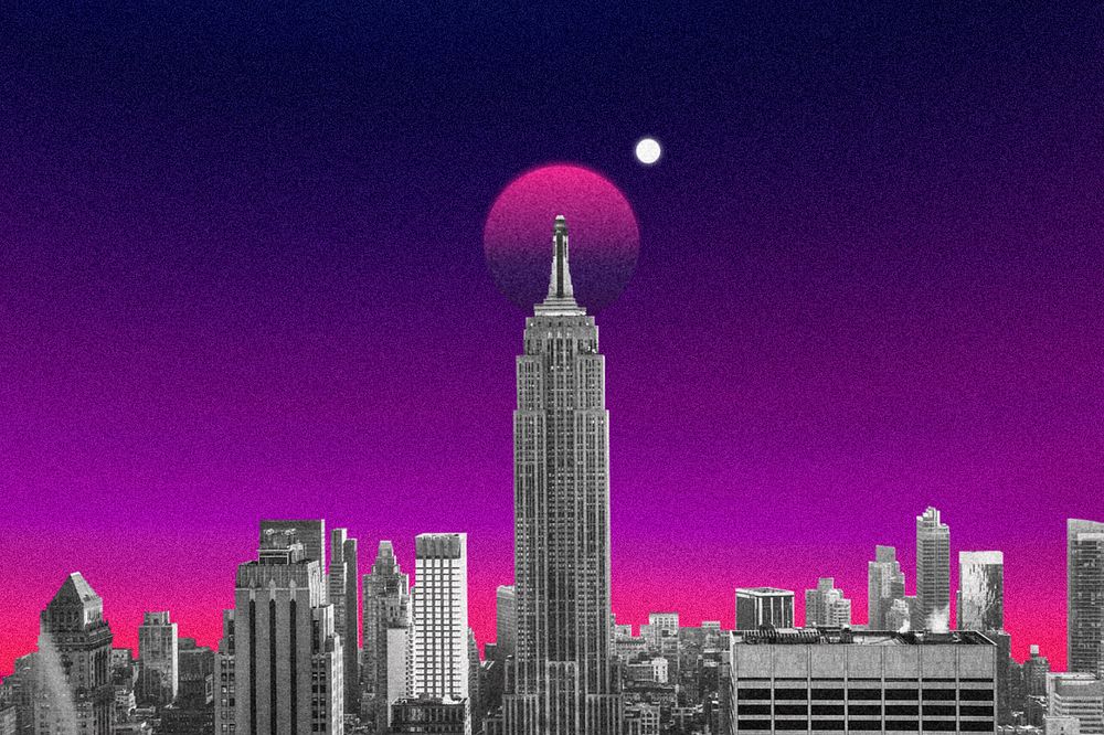 Vaporwave urban background, city life design