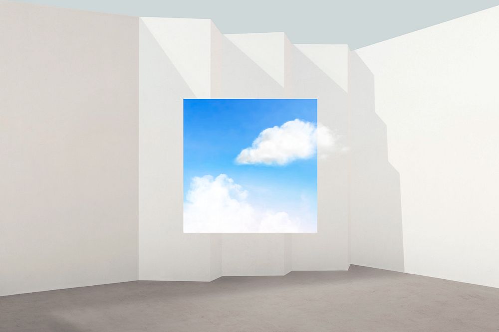 Aesthetic interior background, blue sky