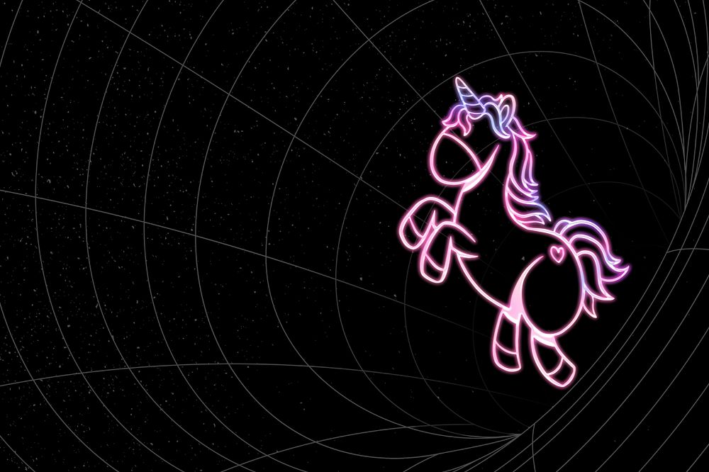 Neon unicorn on black background