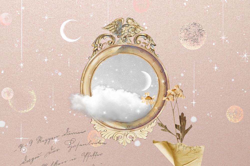 Aesthetic mirror sky beige background