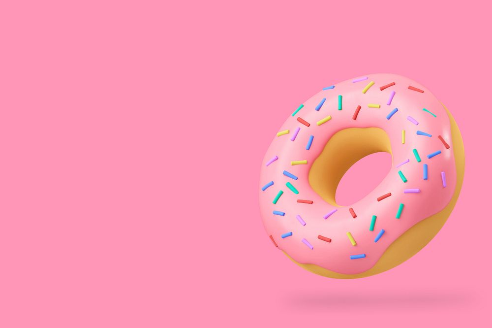 Cute pink donut background, food & drink design