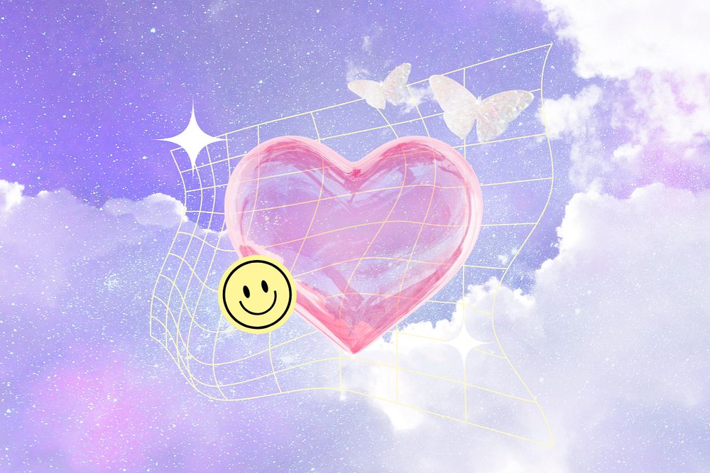 Aesthetic dreamy sky background, heart design