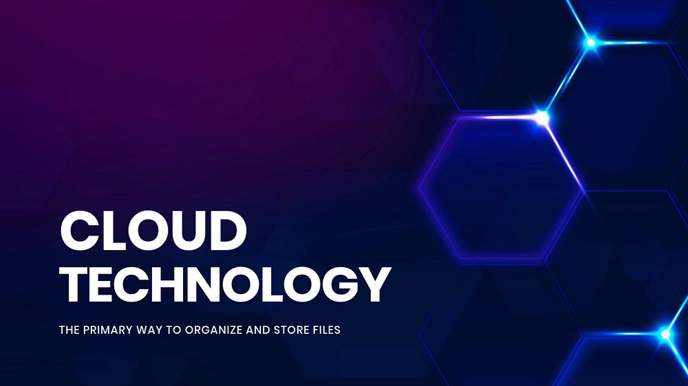 Cloud technology blog banner template, editable digital hexagon design