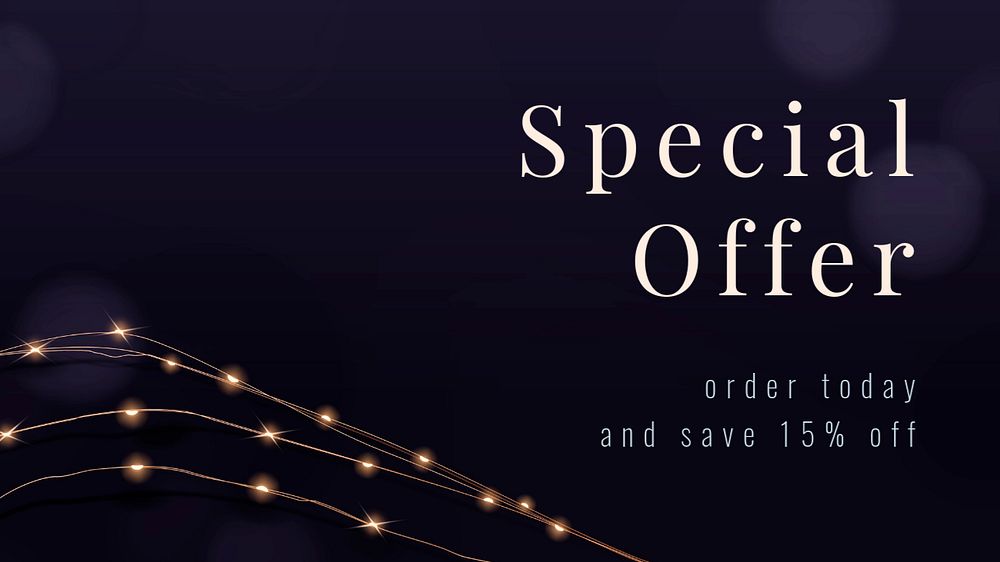 Special offer blog banner template, editable fairy lights design