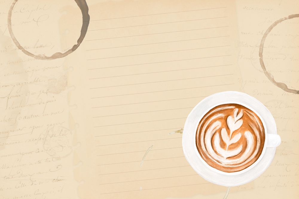 Coffee latte art background, vintage paper, editable design